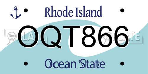 OQT866 Rhode Island License Plate