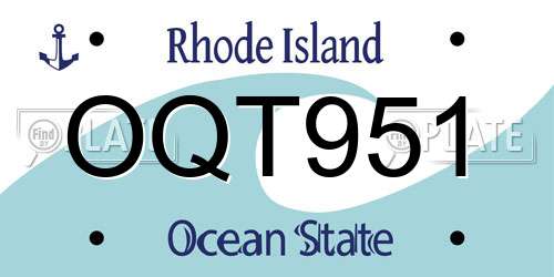 OQT951 Rhode Island License Plate