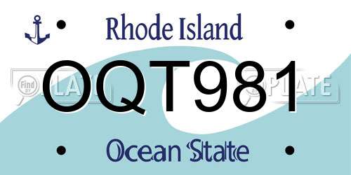 OQT981 Rhode Island License Plate