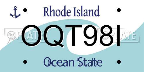 OQT98I Rhode Island License Plate
