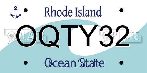 OQTY32 Rhode Island License Plate