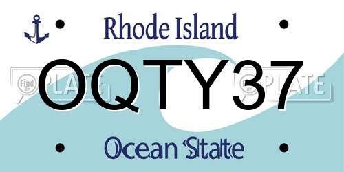 OQTY37 Rhode Island License Plate