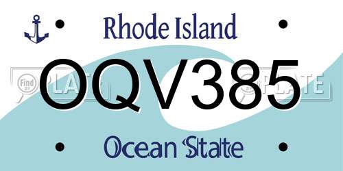 OQV385 Rhode Island License Plate