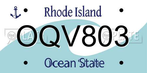 OQV803 Rhode Island License Plate