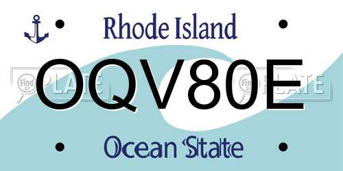 OQV80E Rhode Island License Plate