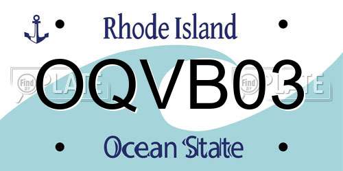 OQVB03 Rhode Island License Plate
