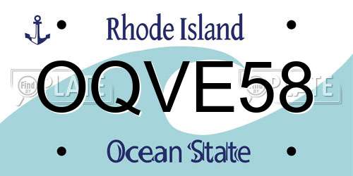 OQVE58 Rhode Island License Plate