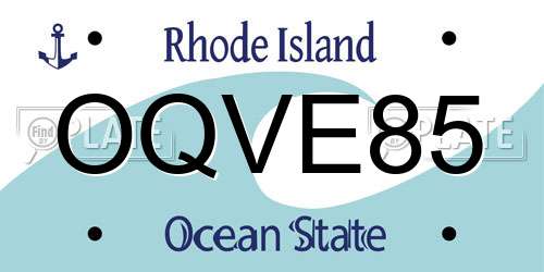 OQVE85 Rhode Island License Plate