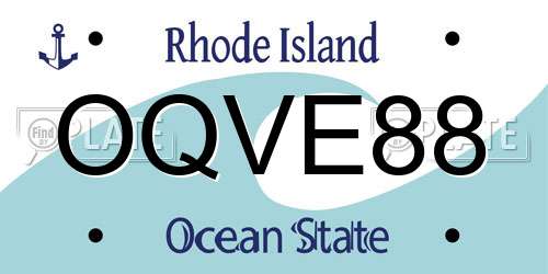 OQVE88 Rhode Island License Plate