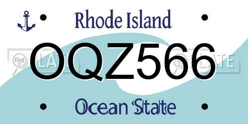 OQZ566 Rhode Island License Plate
