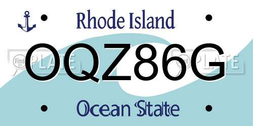 OQZ86G Rhode Island License Plate