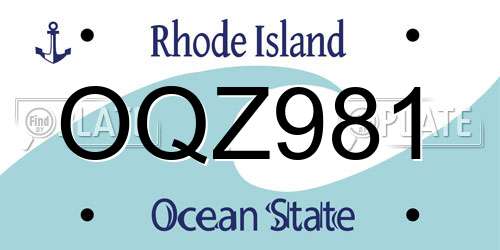 OQZ981 Rhode Island License Plate