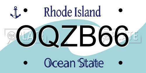 OQZB66 Rhode Island License Plate