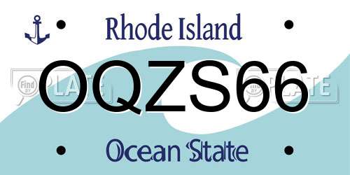 OQZS66 Rhode Island License Plate