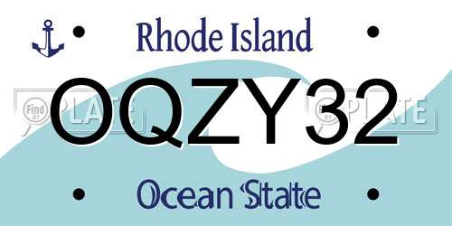 OQZY32 Rhode Island License Plate