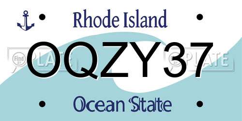 OQZY37 Rhode Island License Plate