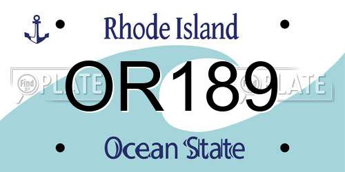 OR189 Rhode Island License Plate