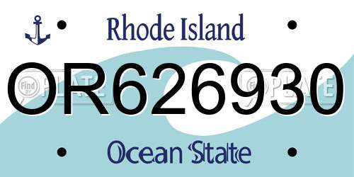 OR626930 Rhode Island License Plate