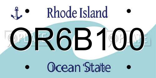 OR6B100 Rhode Island License Plate