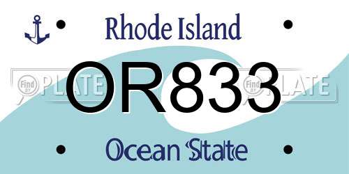 OR833 Rhode Island License Plate