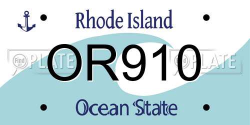 OR910 Rhode Island License Plate