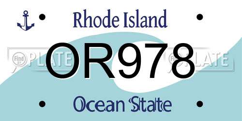 OR978 Rhode Island License Plate