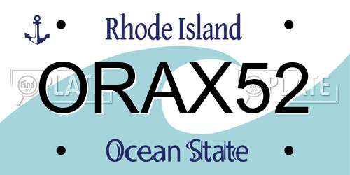 ORAX52 Rhode Island License Plate