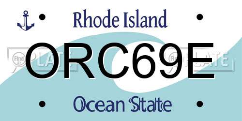ORC69E Rhode Island License Plate