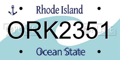 ORK2351 Rhode Island License Plate