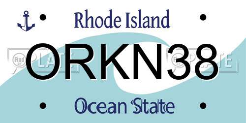 ORKN38 Rhode Island License Plate