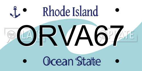 ORVA67 Rhode Island License Plate