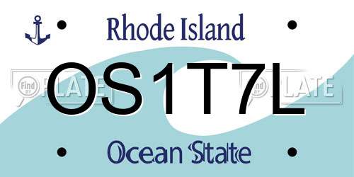 OS1T7L Rhode Island License Plate
