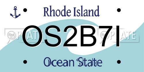 OS2B7I Rhode Island License Plate