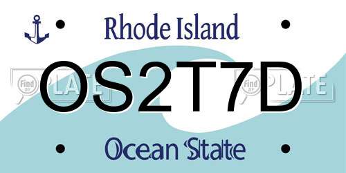 OS2T7D Rhode Island License Plate