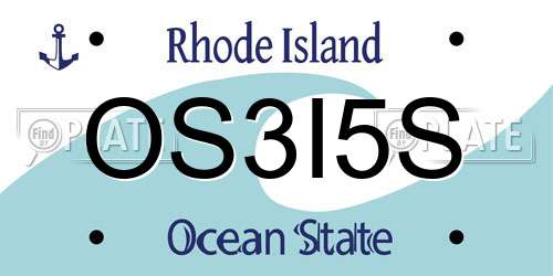 OS3I5S Rhode Island License Plate