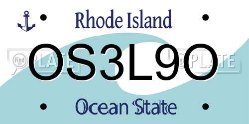 OS3L9O Rhode Island License Plate