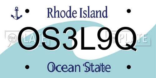 OS3L9Q Rhode Island License Plate