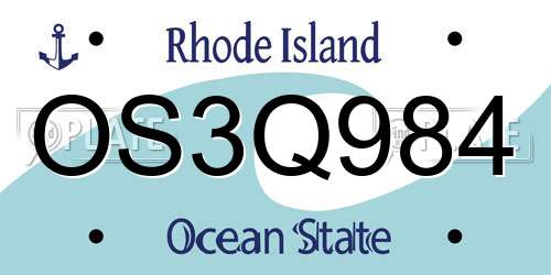 OS3Q984 Rhode Island License Plate