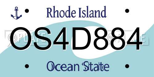 OS4D884 Rhode Island License Plate