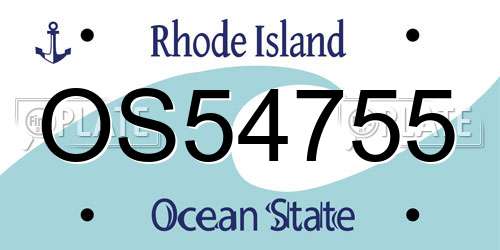 OS54755 Rhode Island License Plate