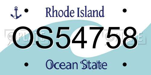 OS54758 Rhode Island License Plate