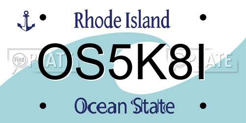 OS5K8I Rhode Island License Plate