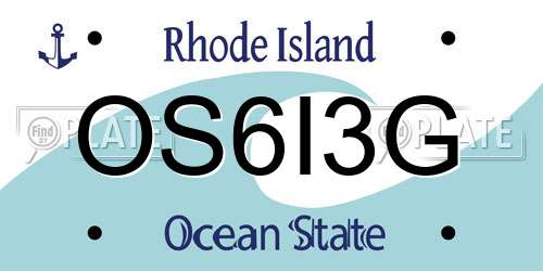 OS6I3G Rhode Island License Plate