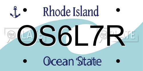 OS6L7R Rhode Island License Plate