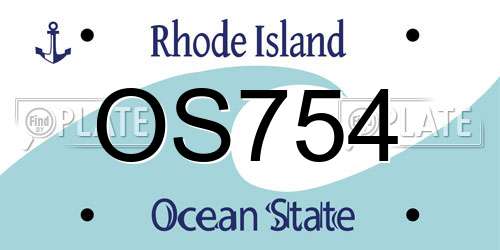 OS754 Rhode Island License Plate