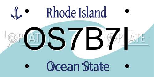 OS7B7I Rhode Island License Plate
