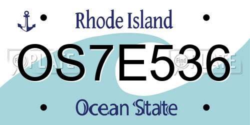 OS7E536 Rhode Island License Plate