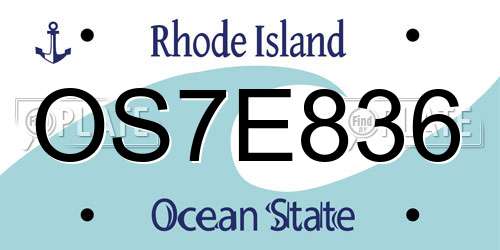 OS7E836 Rhode Island License Plate
