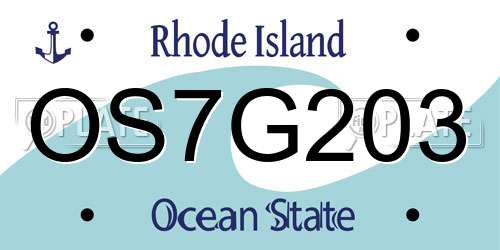 OS7G203 Rhode Island License Plate