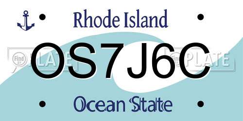 OS7J6C Rhode Island License Plate